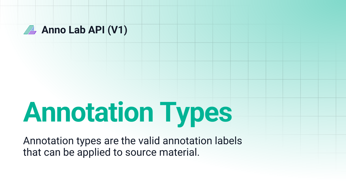 Annotation Types | Anno Lab API (V1)